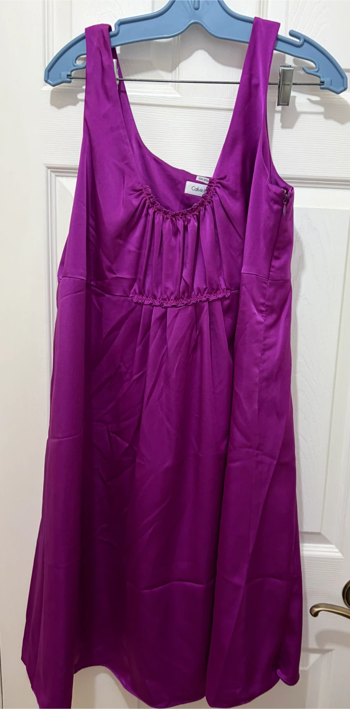 Calvin Klein Purple Satin Dress Size 14
