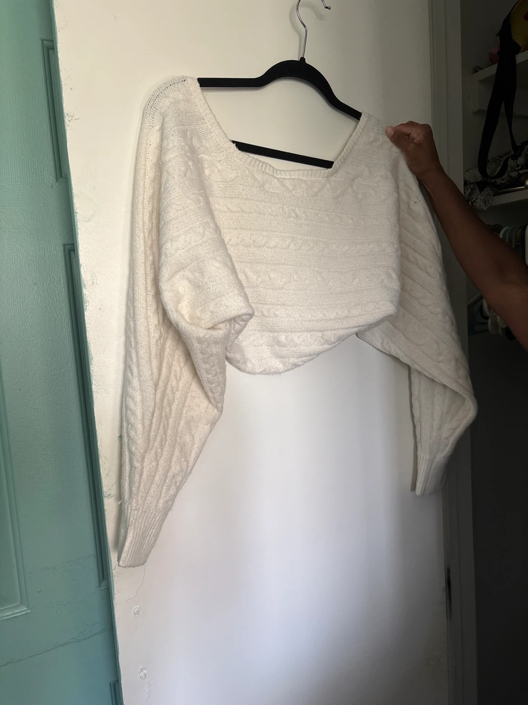 Wild Fable Cream Cable Knit Cropped Sweater - photo 2