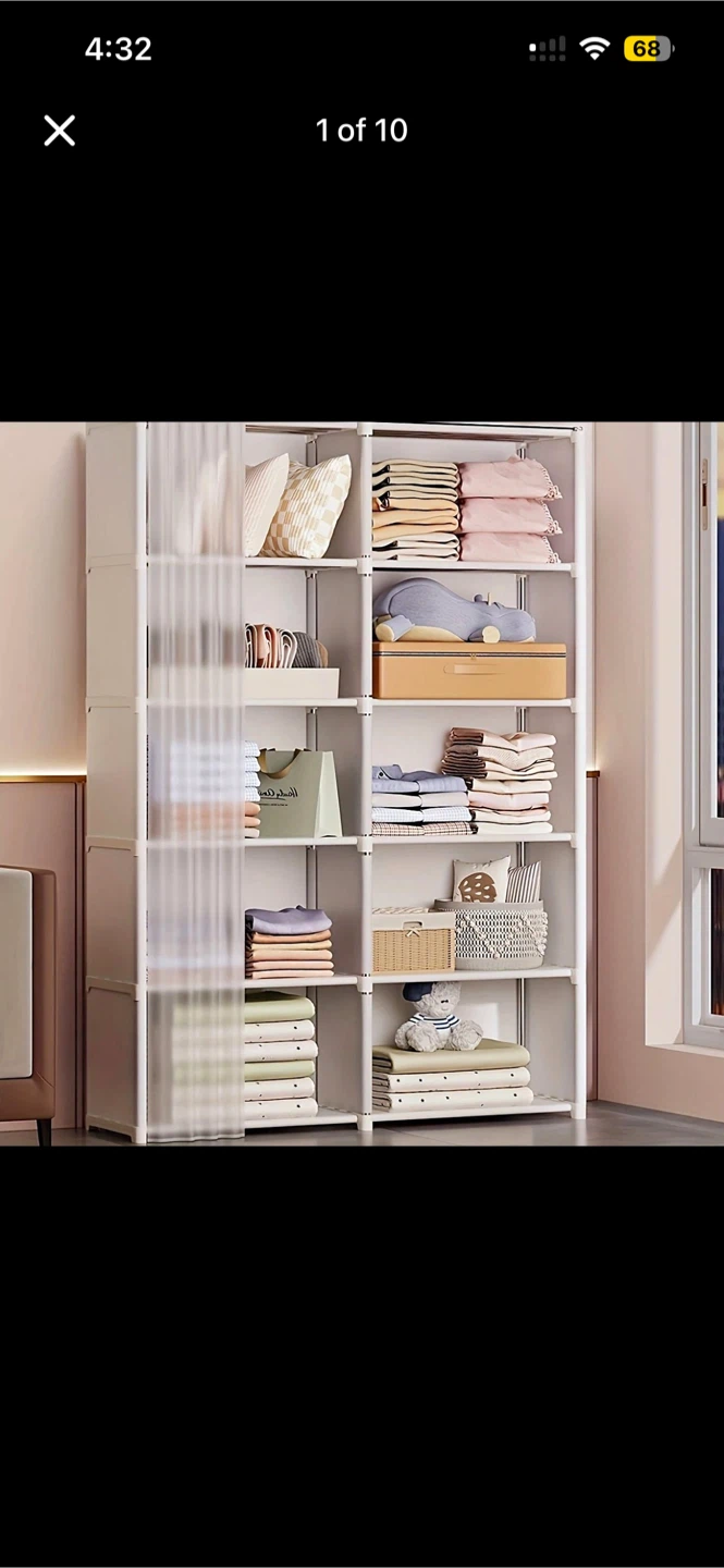 10-Cube Storage Shelf with Dustproof Cover