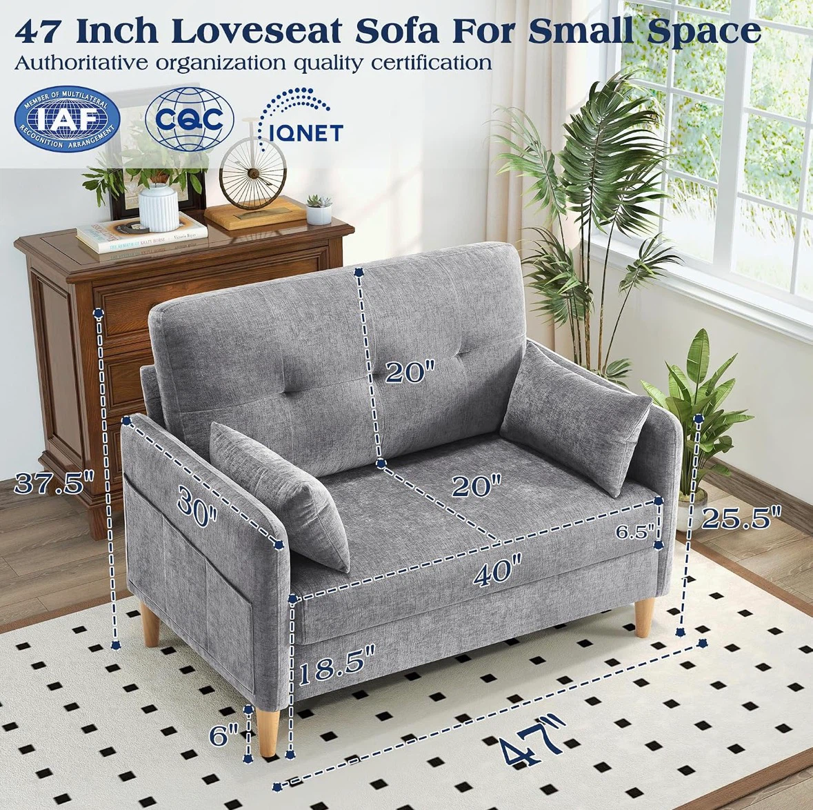 47 Inch Loveseat Sofa For Small Space - photo 2