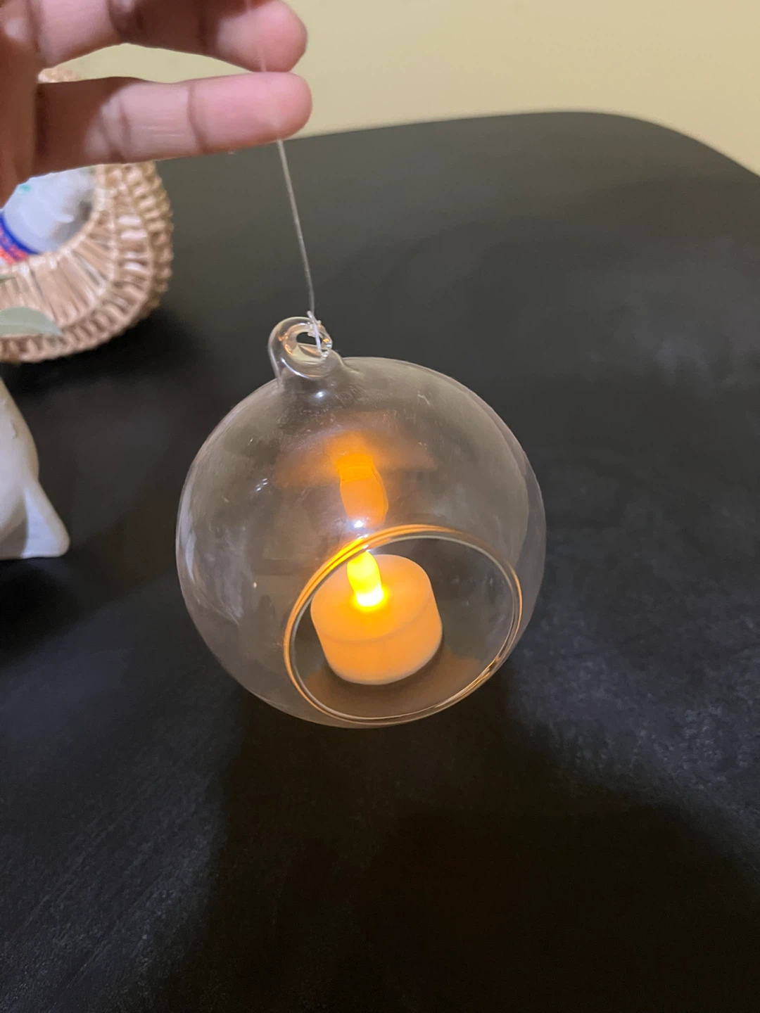 Dried Flower Glass Cloche with LED Candle