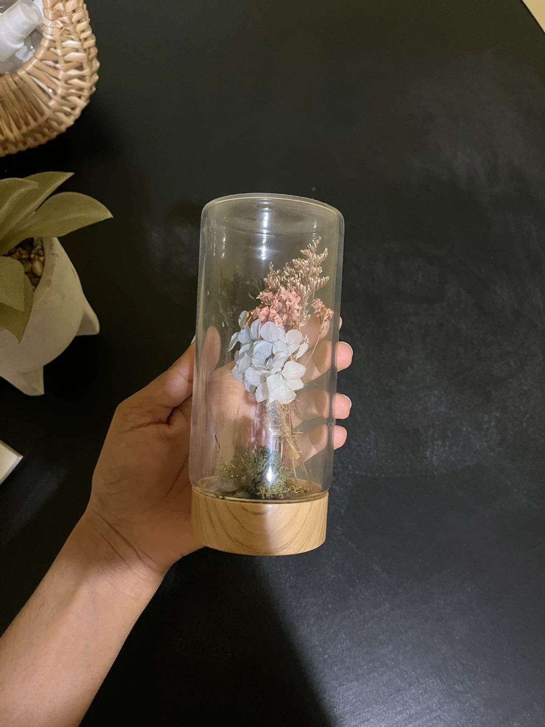 Dried Flower Glass Cloche with LED Candle - photo 2