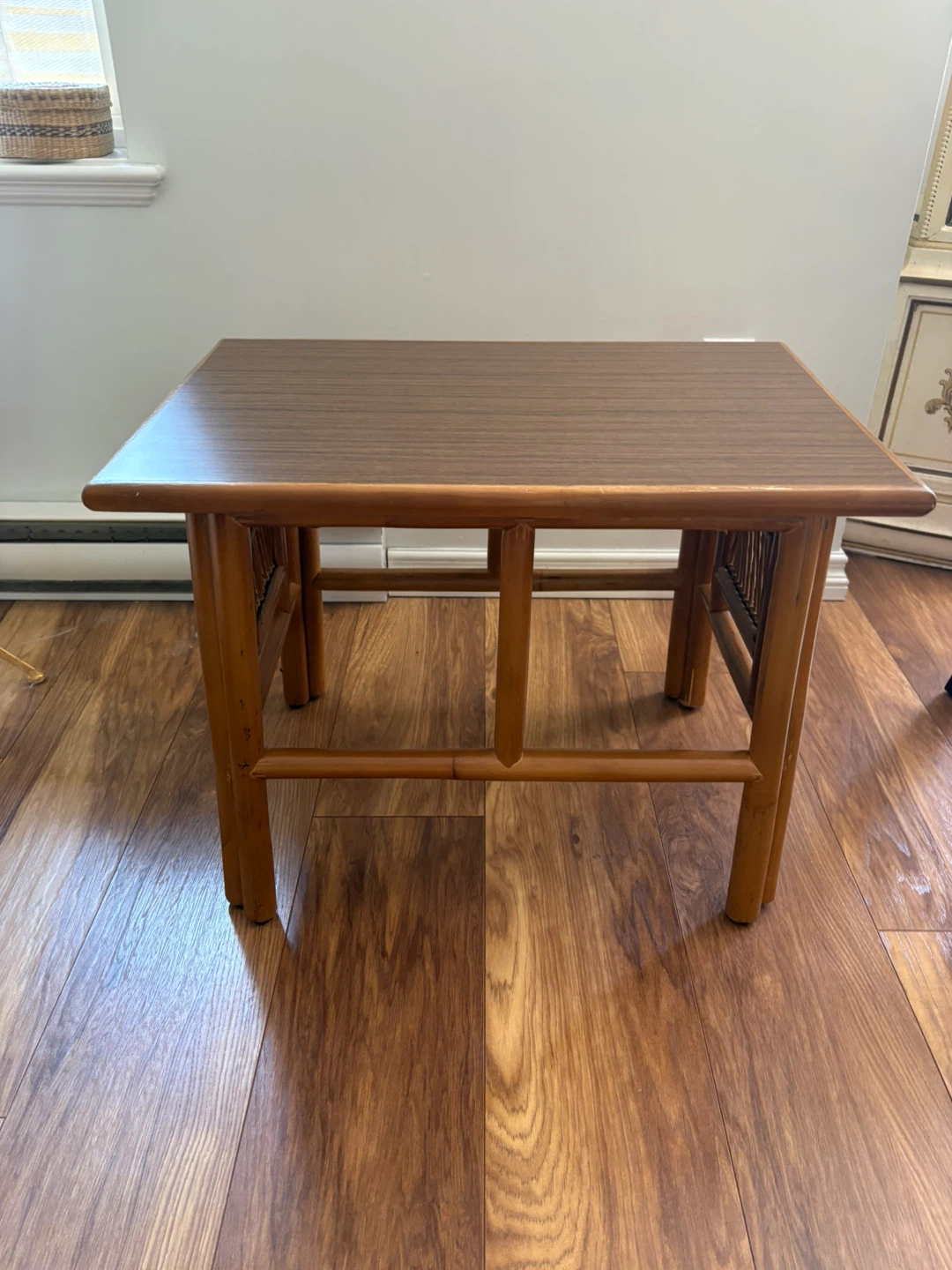 Vintage Bamboo and Wood Side Table - photo 3