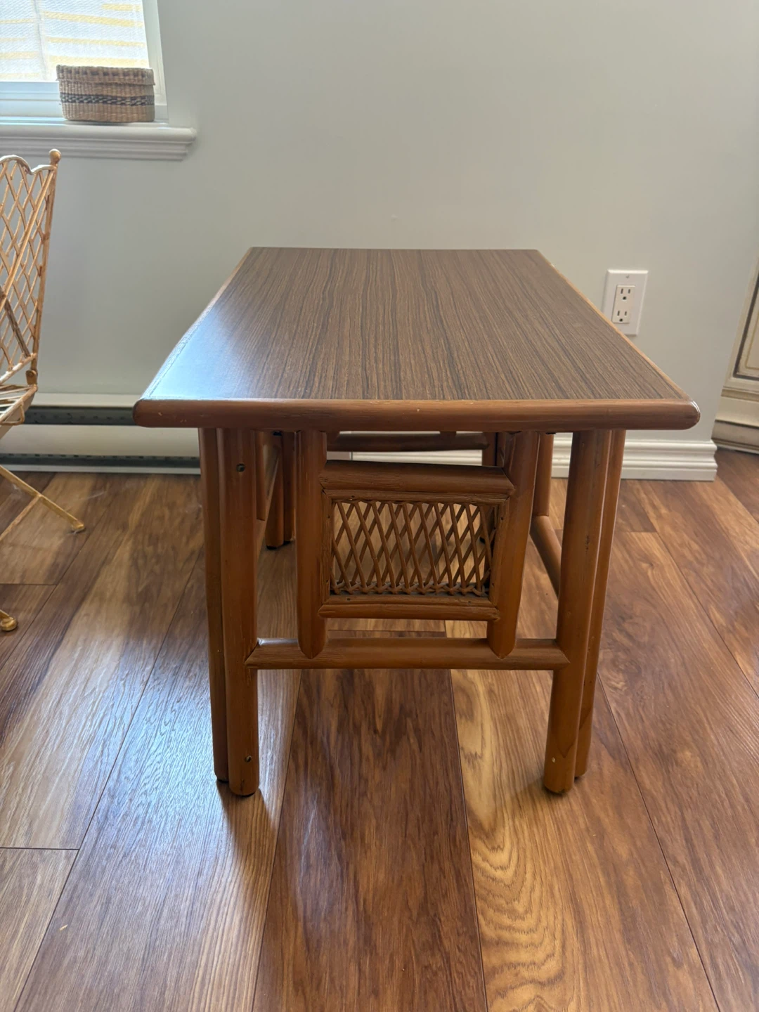 Vintage Bamboo and Wood Side Table - photo 4