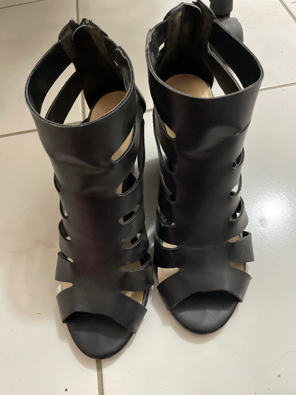 Black Cage Heels Size 7
