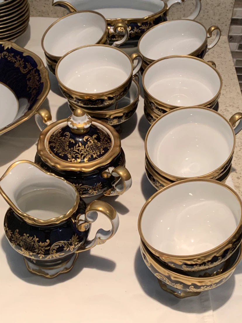 Porcelain Dinnerware Set - Blue & Gold - photo 3