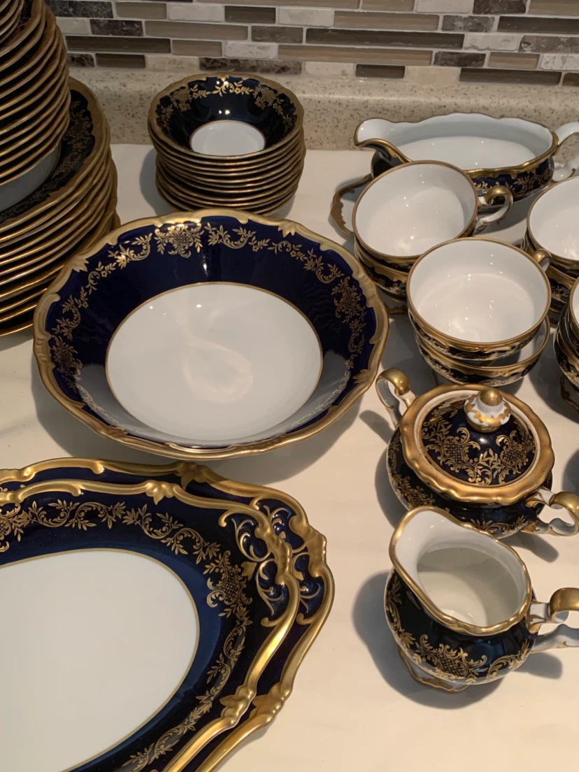 Porcelain Dinnerware Set - Blue & Gold - photo 5
