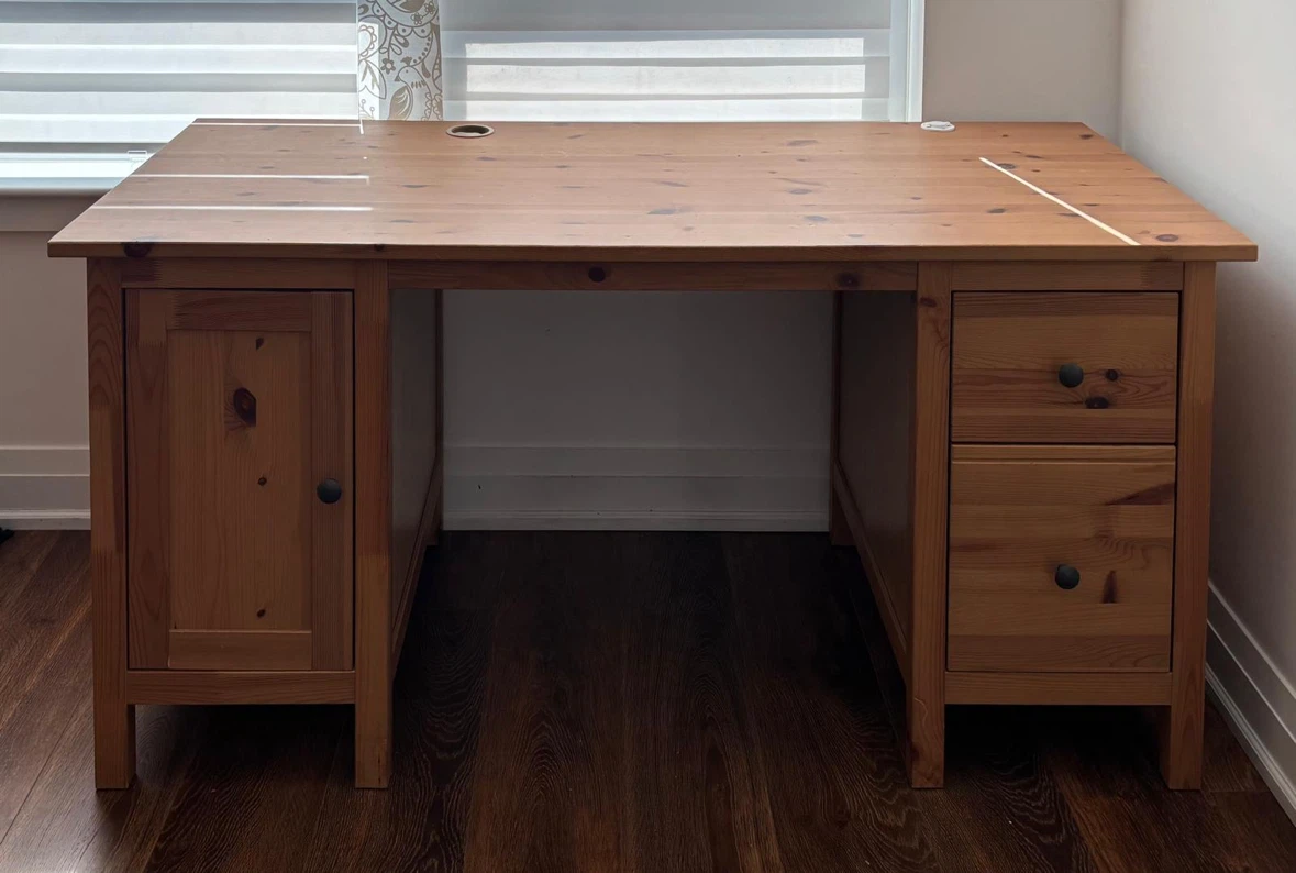 Wooden Desk with Cabinet and Drawers