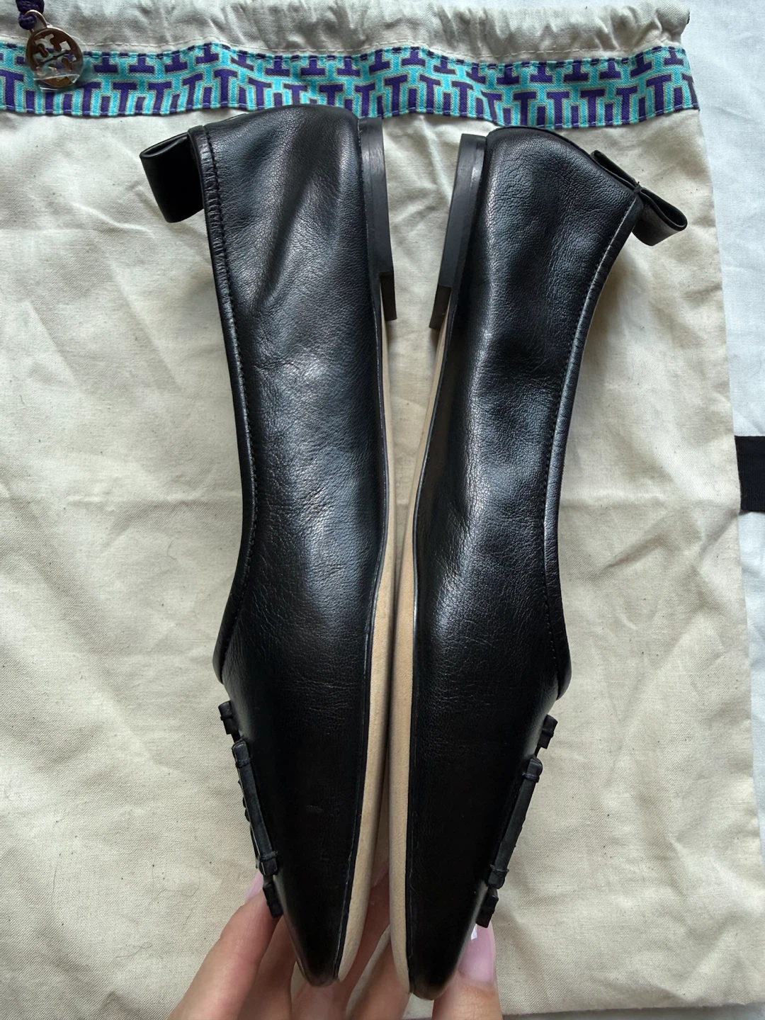 Tory Burch Black Leather Ballet Flats size 9 - photo 3