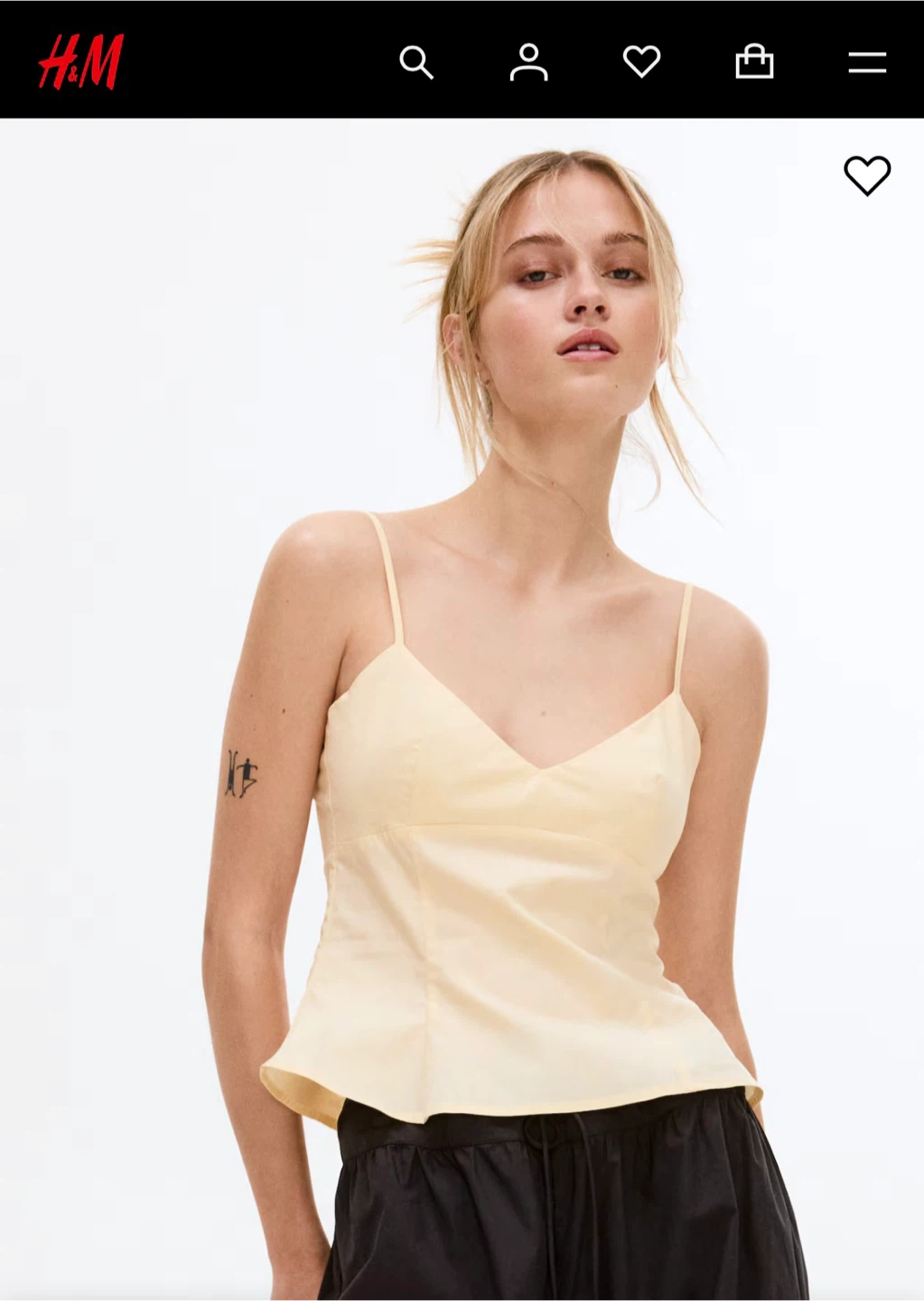 H&M Butter yellow Peplum Cami Top