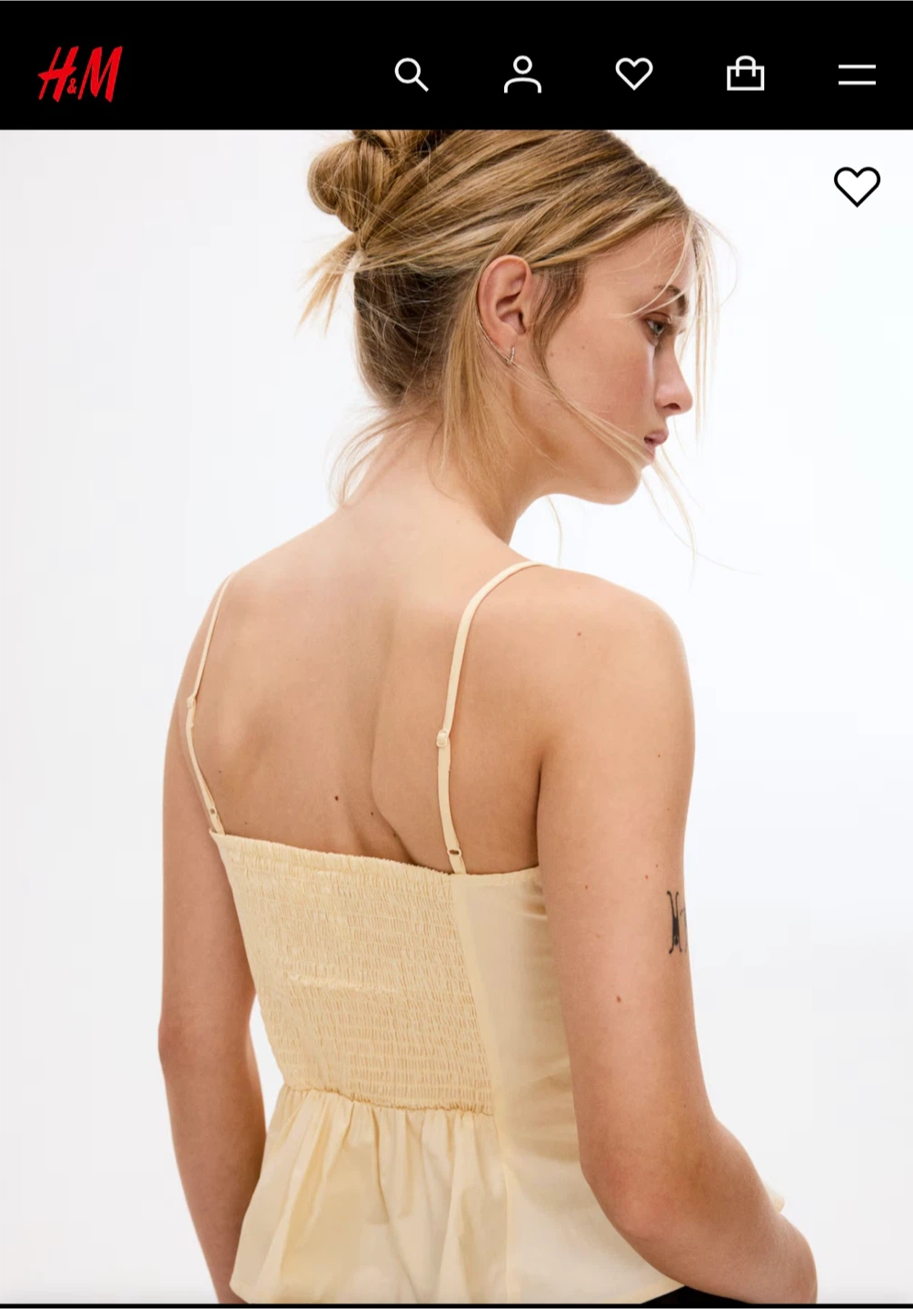 H&M Butter yellow Peplum Cami Top - photo 2