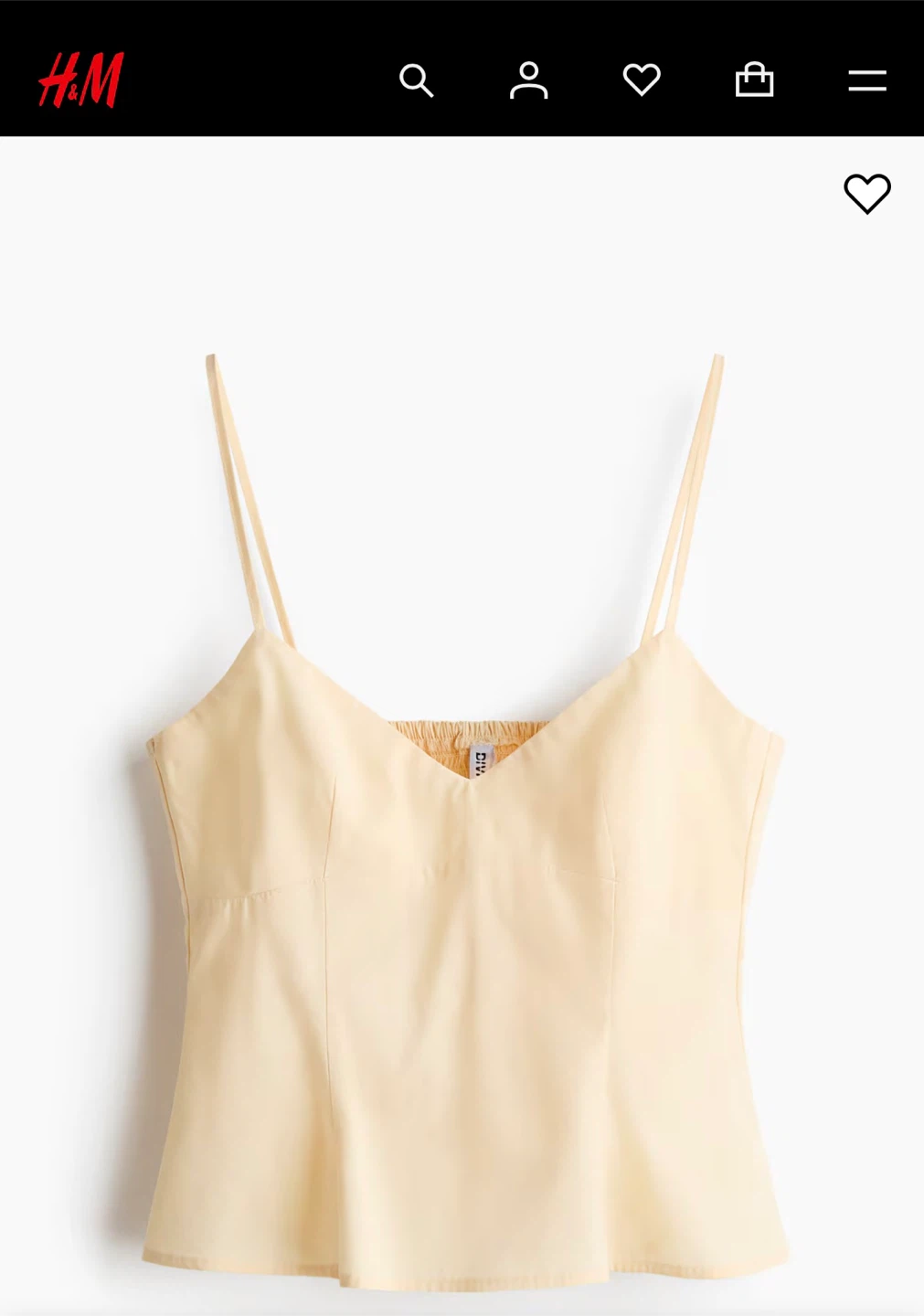 H&M Butter yellow Peplum Cami Top - photo 3