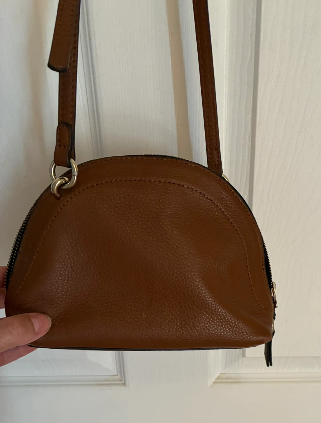 Vince Camuto Brown Leather Dome “Katja” Crossbody Bag - photo 3