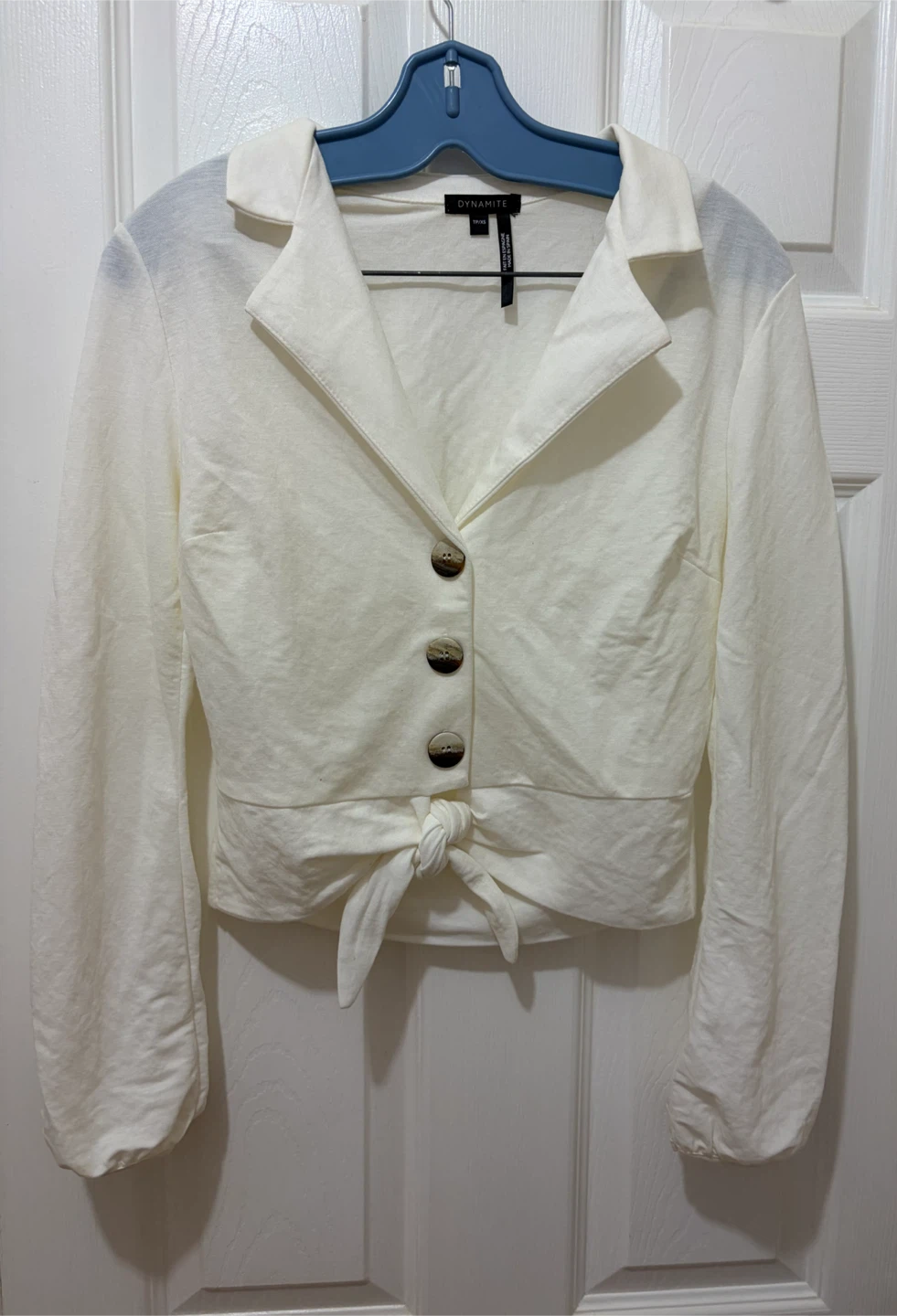 Dynamite White Cropped Blazer with Tie Front Size XS - photo 2