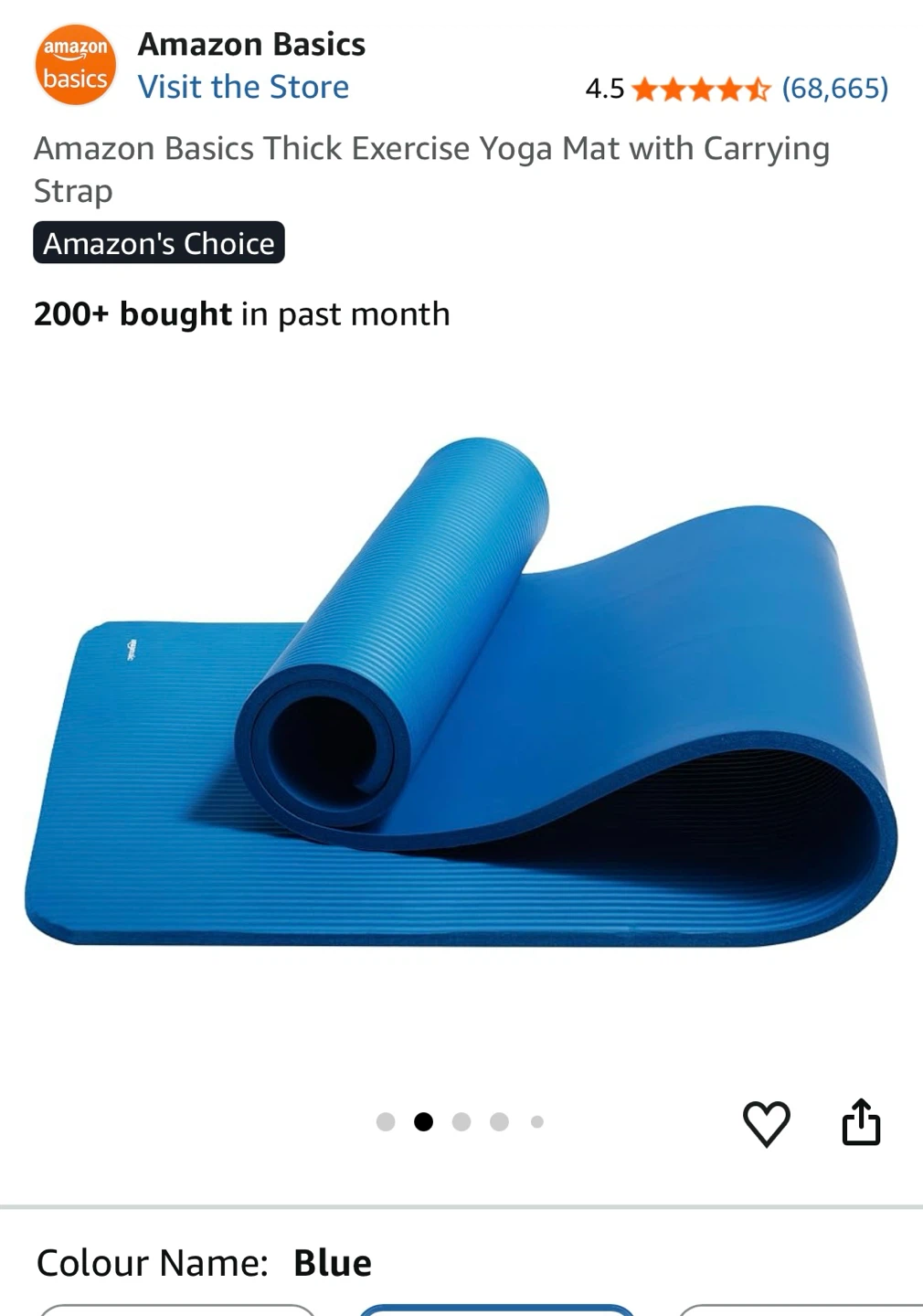Amazon Basics Blue Thick Exercise Yoga Mat with Carrying Strap - photo 3