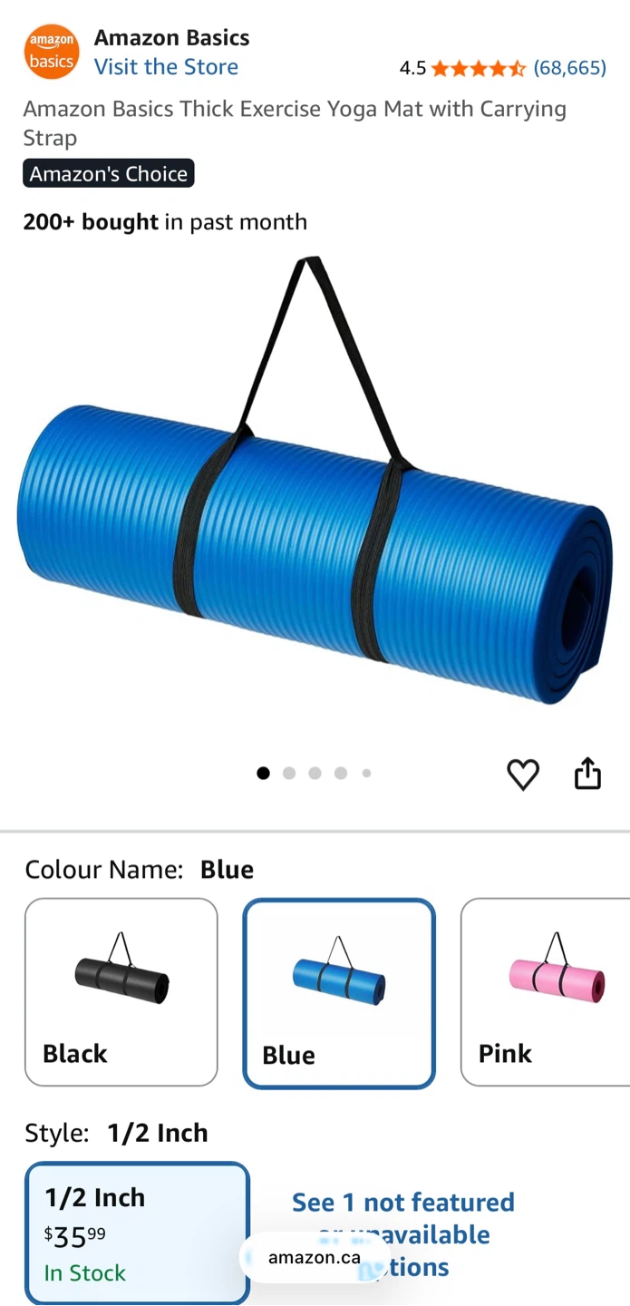 Amazon Basics Blue Thick Exercise Yoga Mat with Carrying Strap - photo 4
