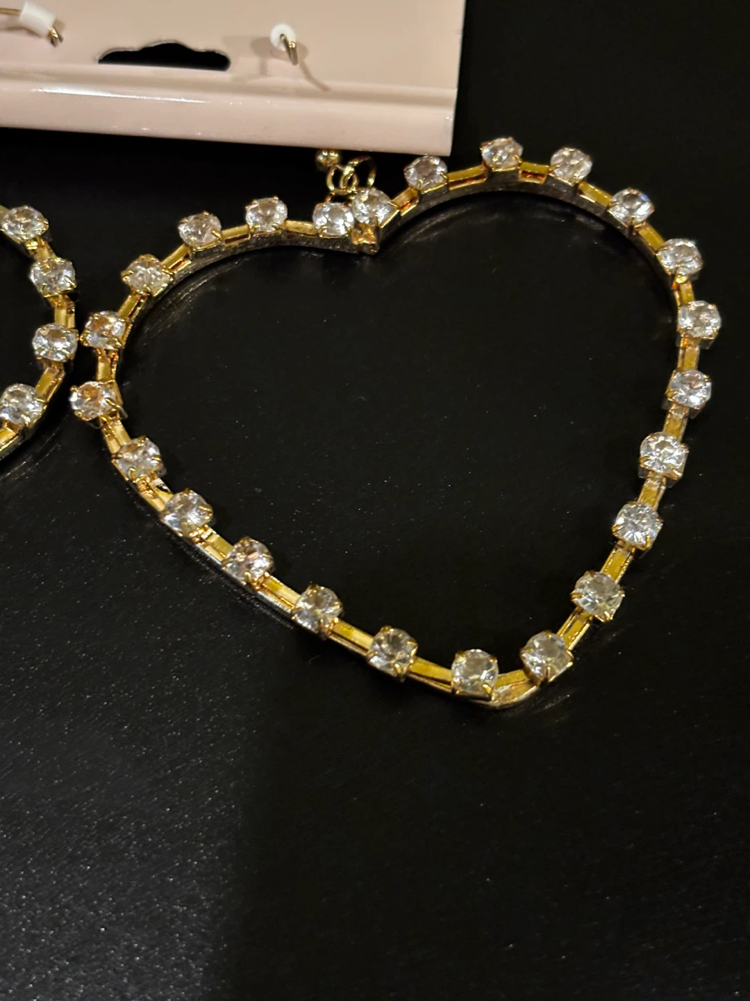 Heart Hoop Earrings with Rhinestones - photo 3
