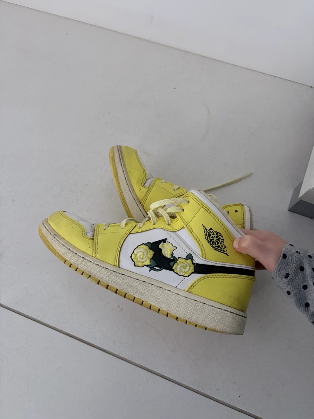 Jordan 1 Mid Yellow Floral Sneakers - photo 2