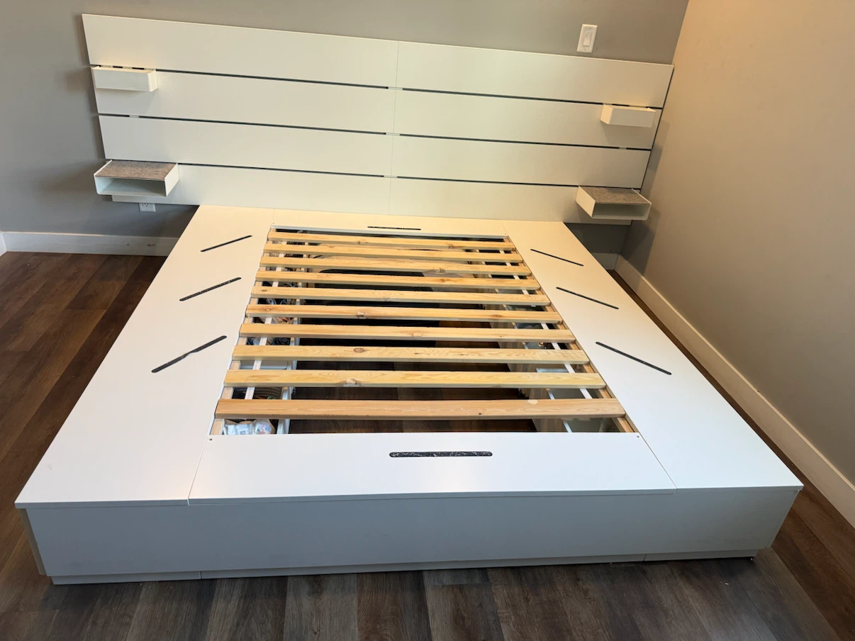 IKEA White Platform king Bed Frame with Storage
