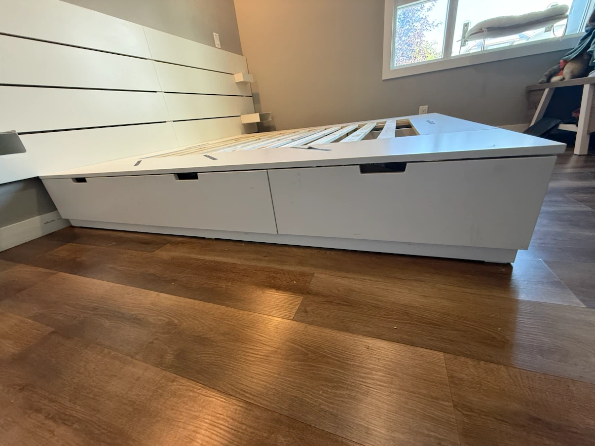 IKEA White Platform king Bed Frame with Storage - photo 3