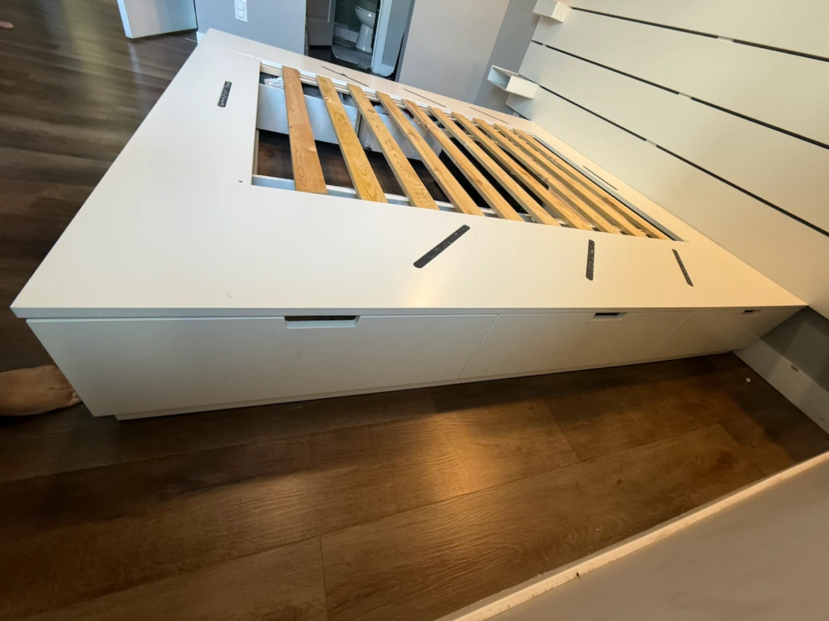 IKEA White Platform king Bed Frame with Storage - photo 4