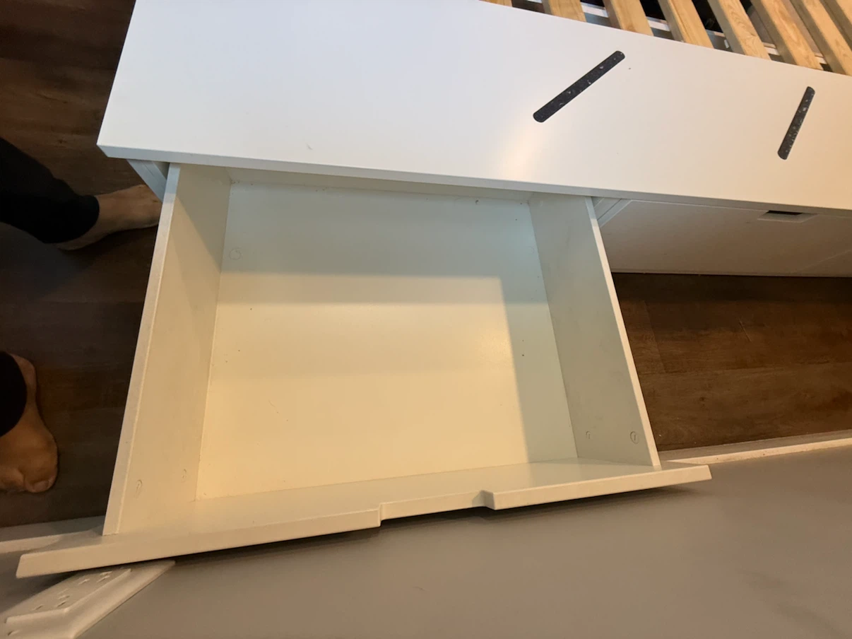 IKEA White Platform king Bed Frame with Storage - photo 5