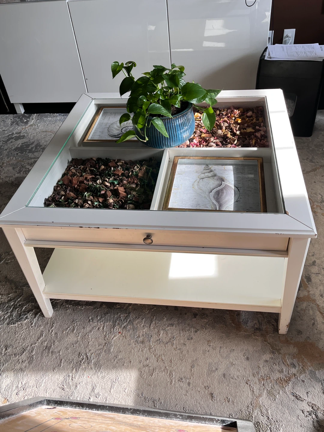 IKEA White Coffee Table with Glass Top - photo 2