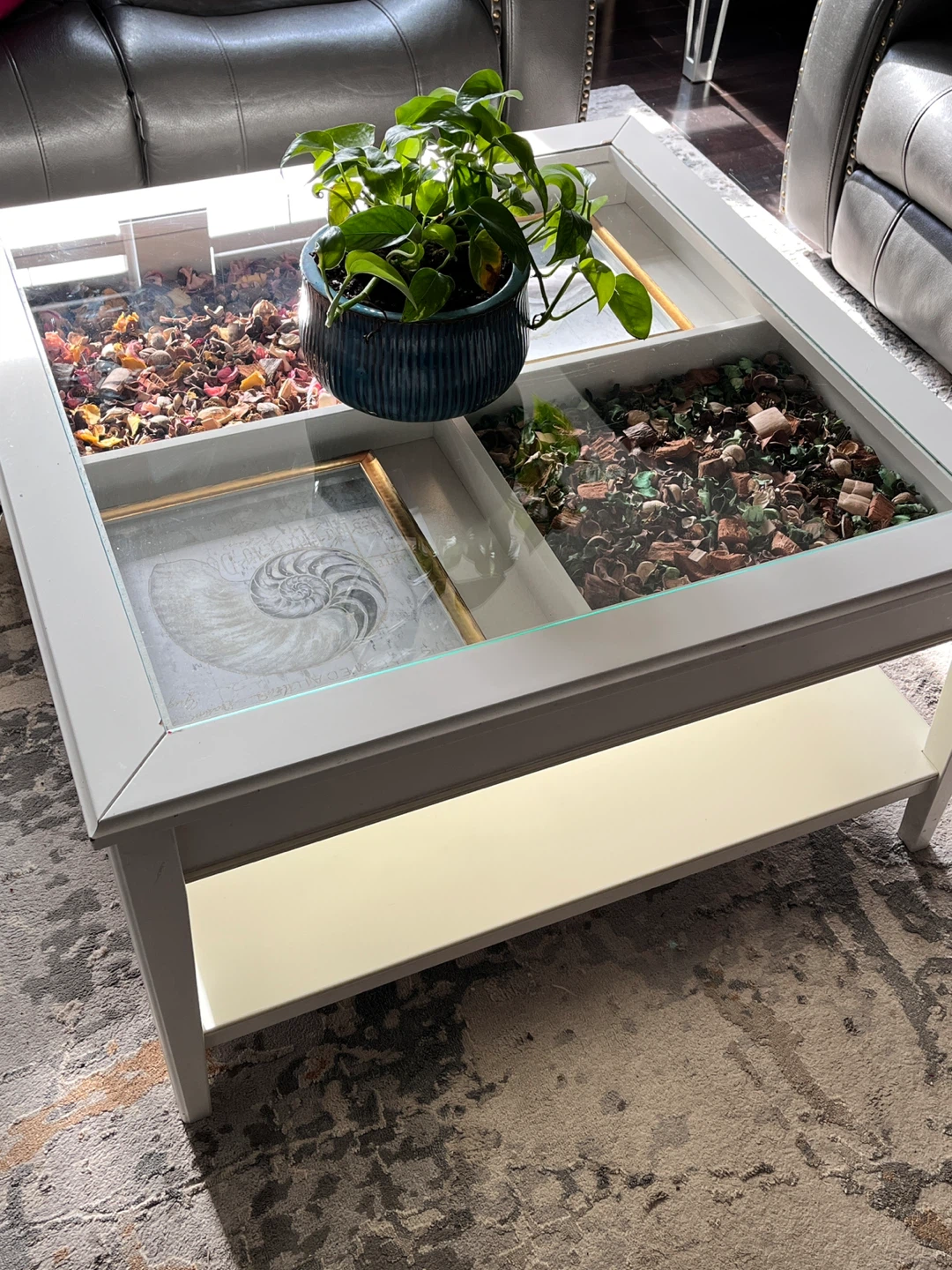 IKEA White Coffee Table with Glass Top - photo 3