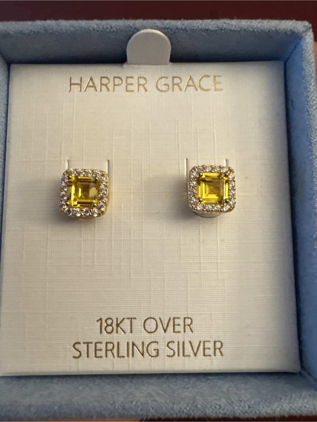Harper Grace Square Gold 925 Sterling Silver Halo Earrings - photo 2