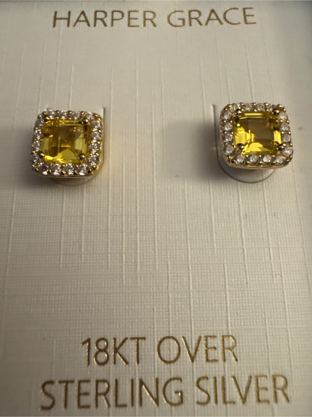 Harper Grace Square Gold 925 Sterling Silver Halo Earrings - photo 3