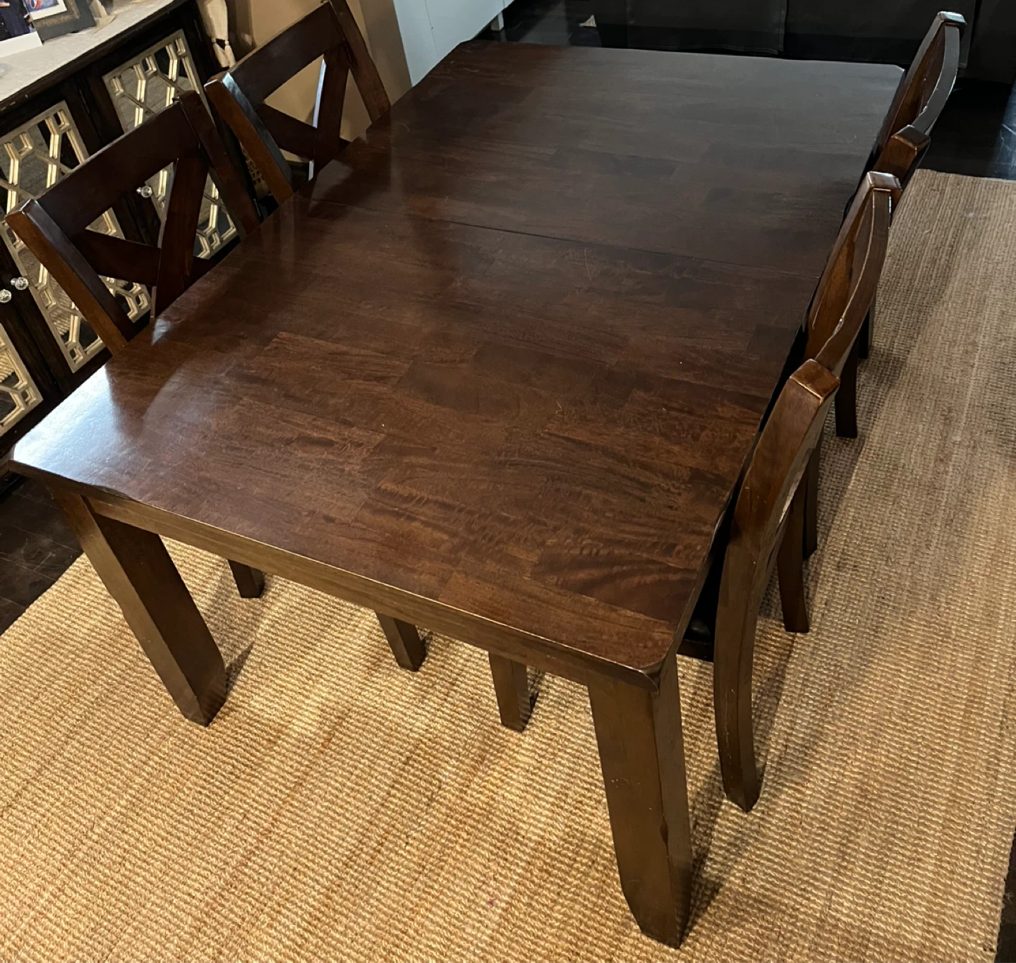 Dark Wood Dining Table with 6 Chairs - photo 2