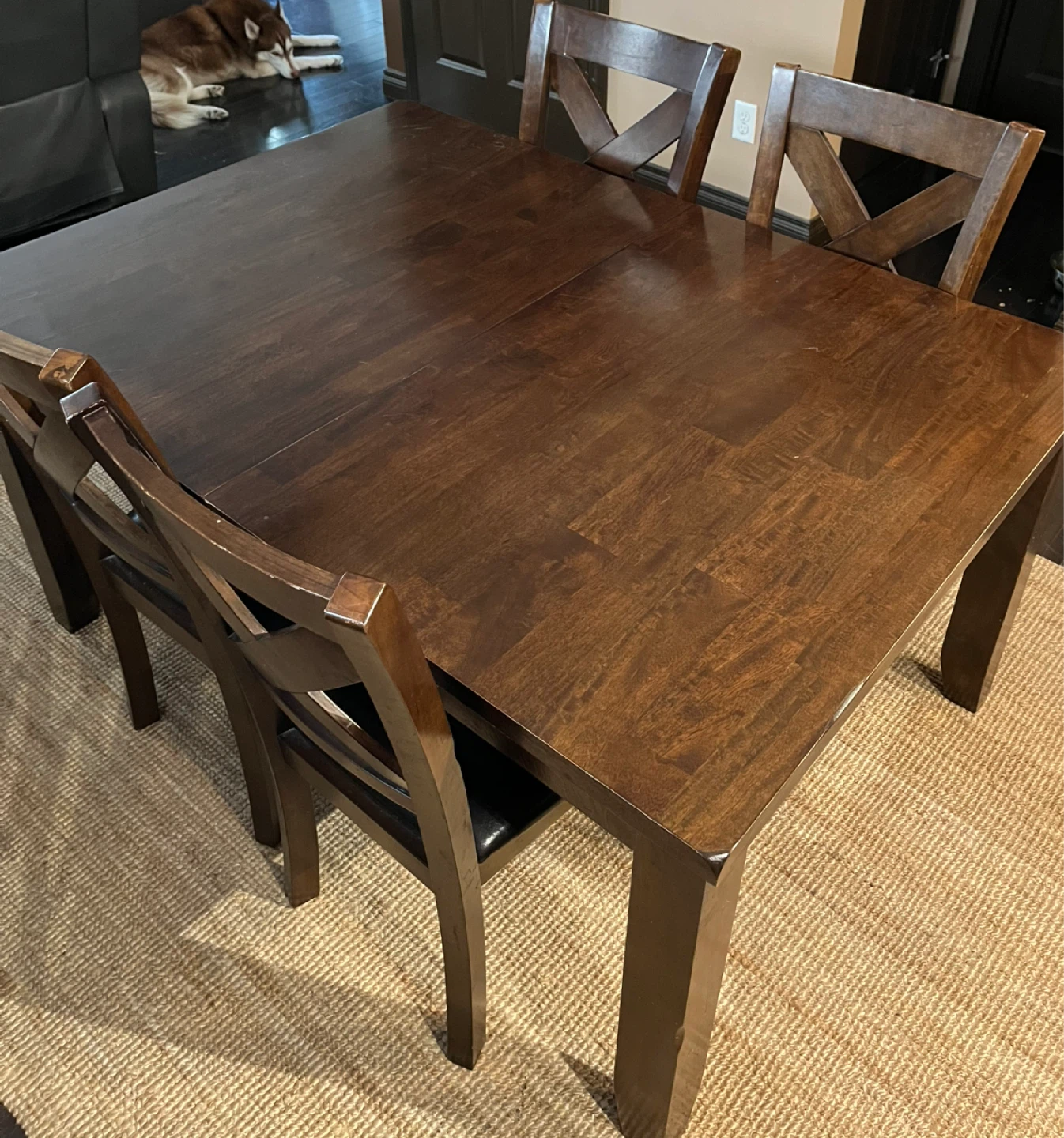Dark Wood Dining Table with 6 Chairs - photo 3
