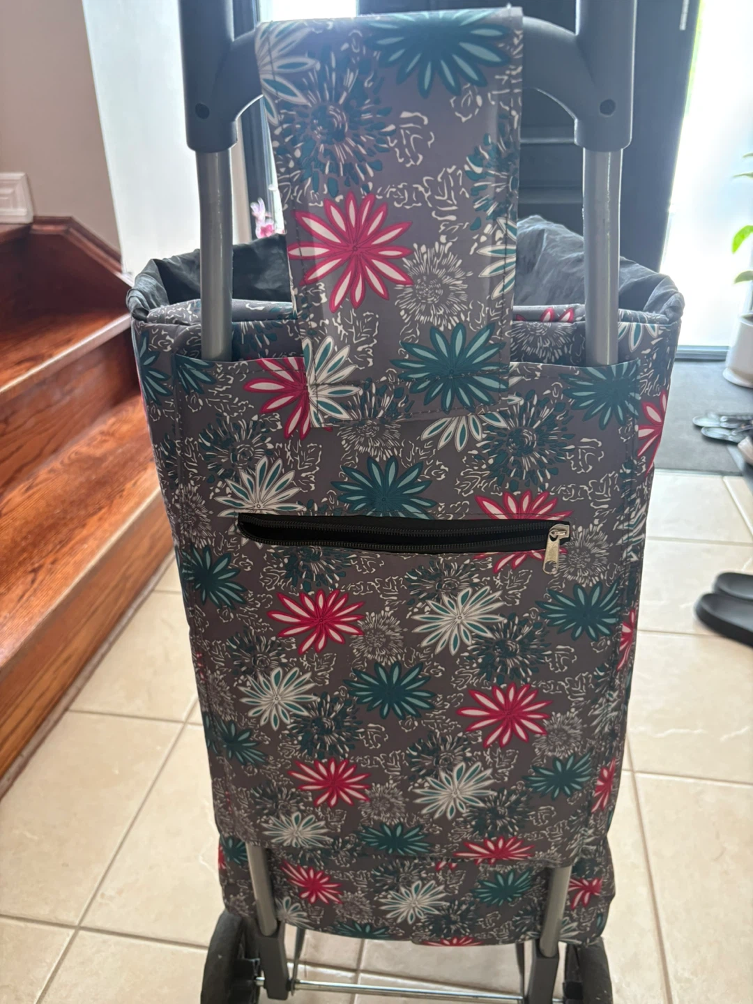 Floral Rolling Shopping Cart