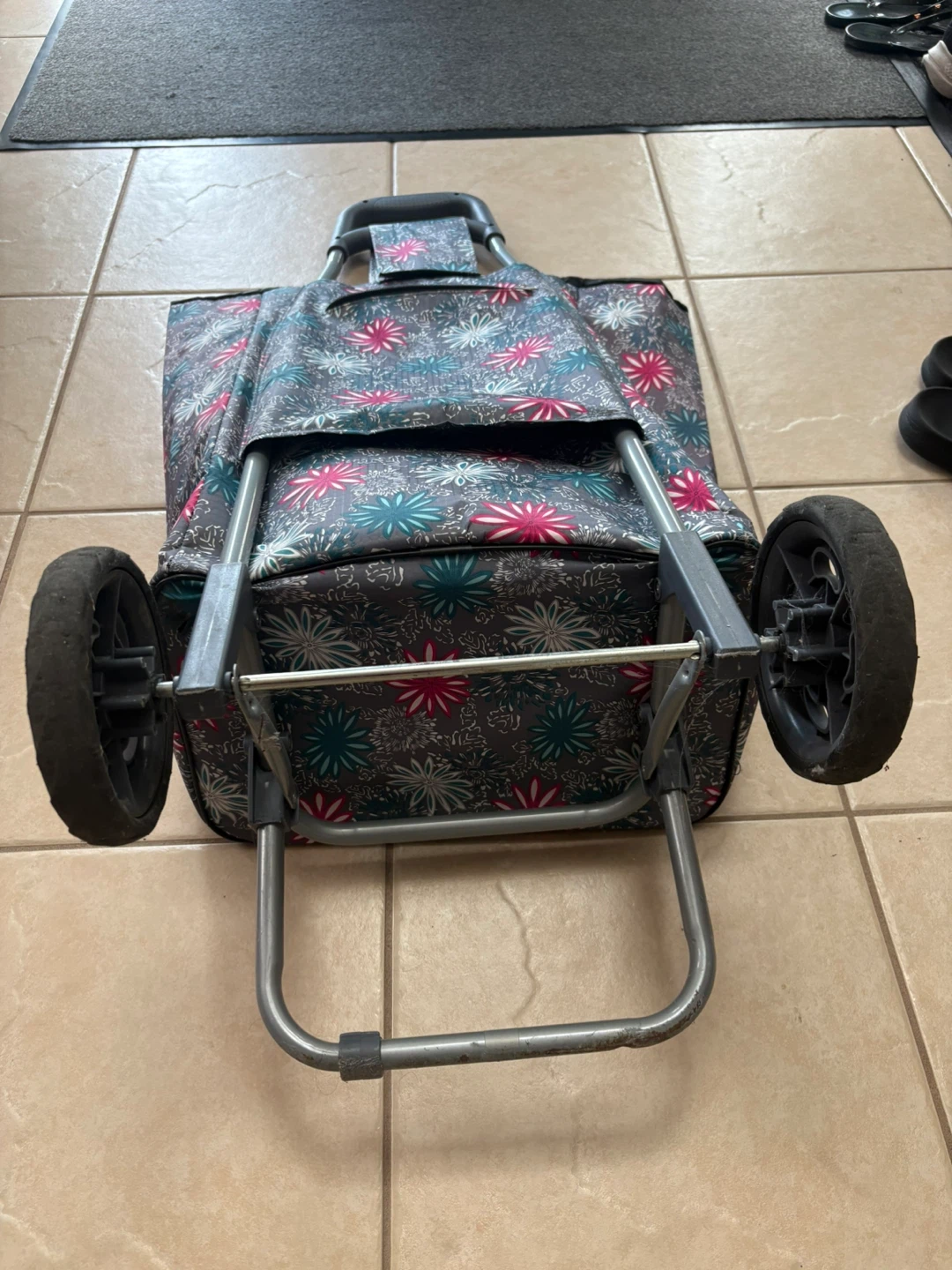 Floral Rolling Shopping Cart - photo 2