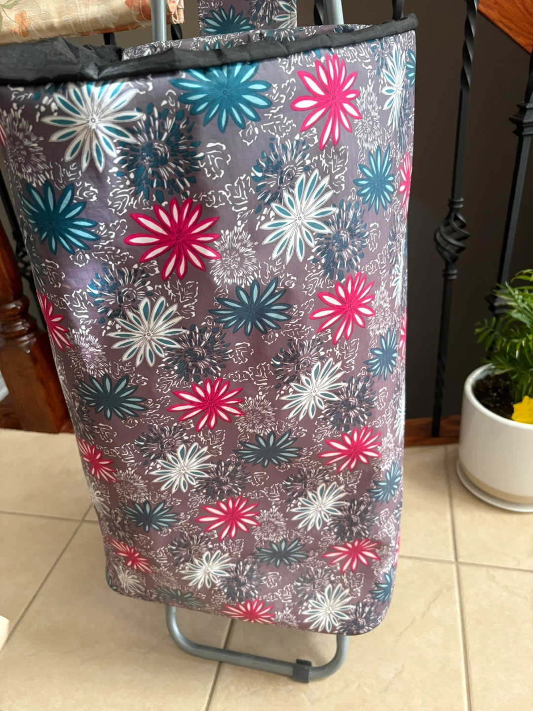 Floral Rolling Shopping Cart - photo 4