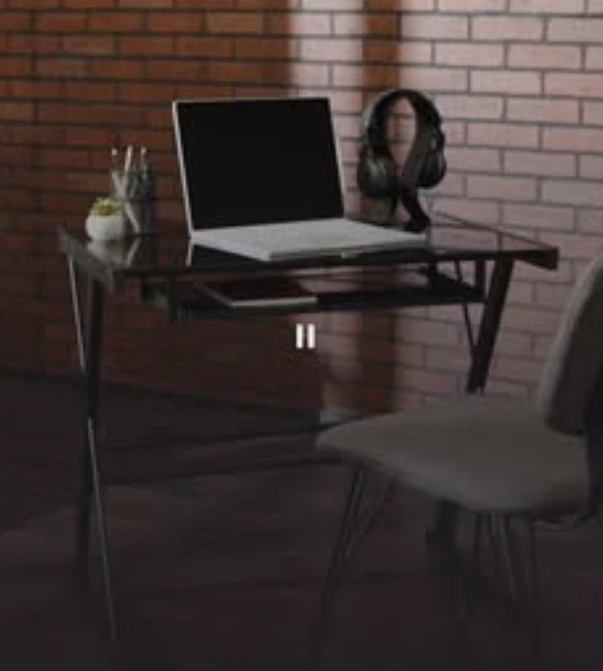 Glass top computer desk