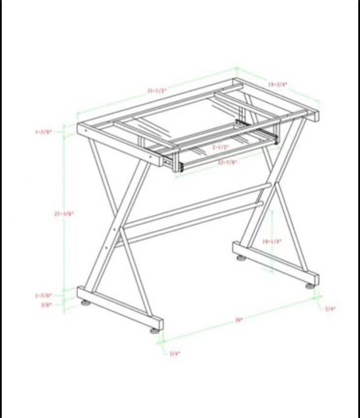 Glass top computer desk - photo 2