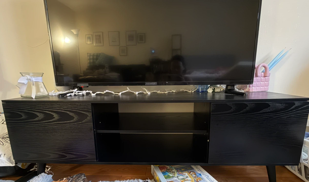 Black Media Console TV Stand