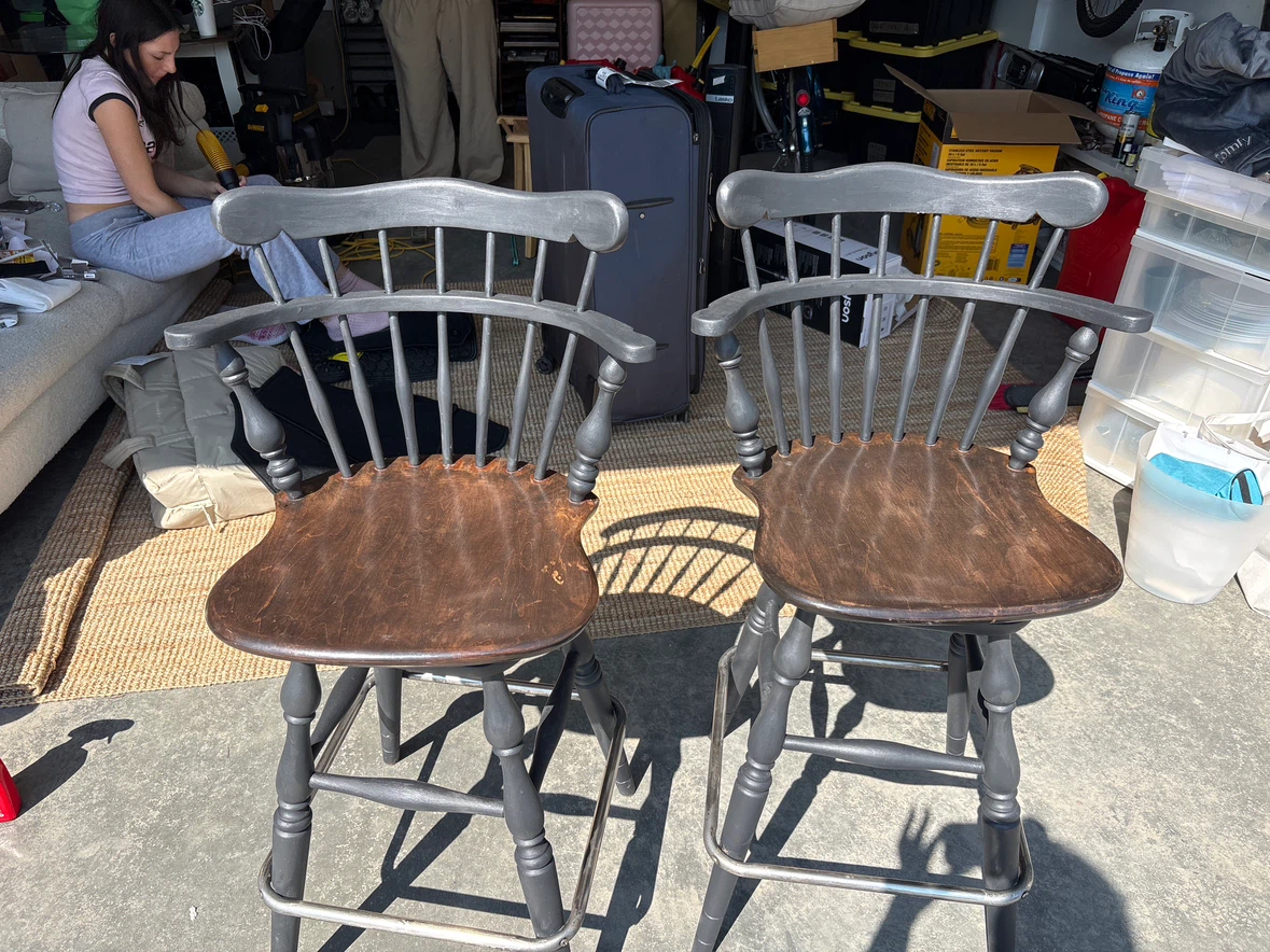 Two Windsor Style Bar Stools