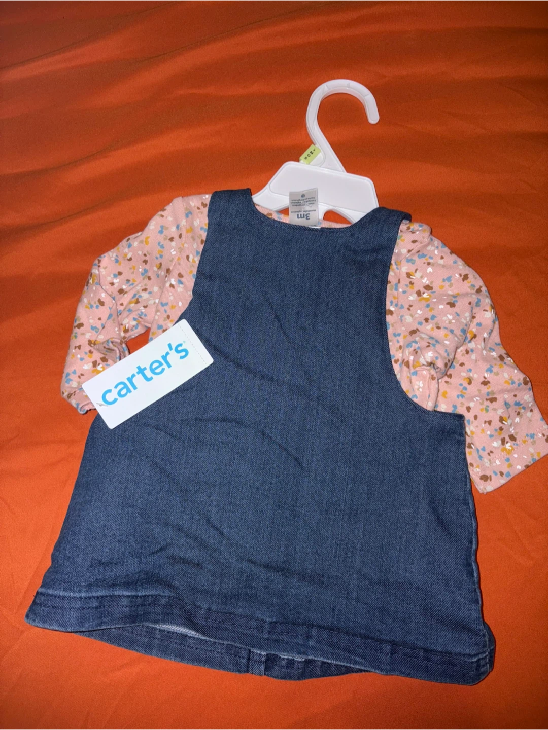 New Carter's Baby Girls 2-Piece Denim Pinafore Dress-3M - photo 4