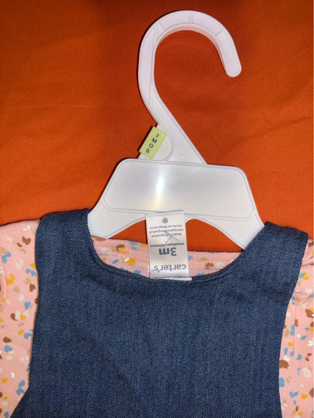 New Carter's Baby Girls 2-Piece Denim Pinafore Dress-3M - photo 5