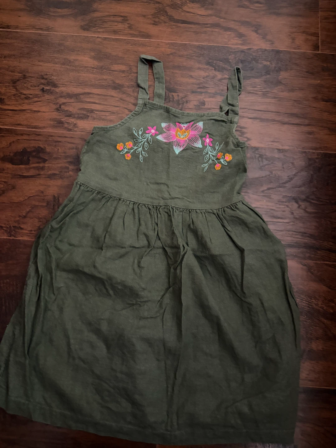 Girl's Green Embroidered Dress
