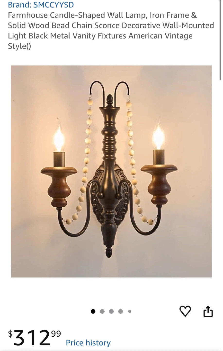 MOVING Vintage Style 2-Light Wall Sconce MOVING NEED GONE - photo 4