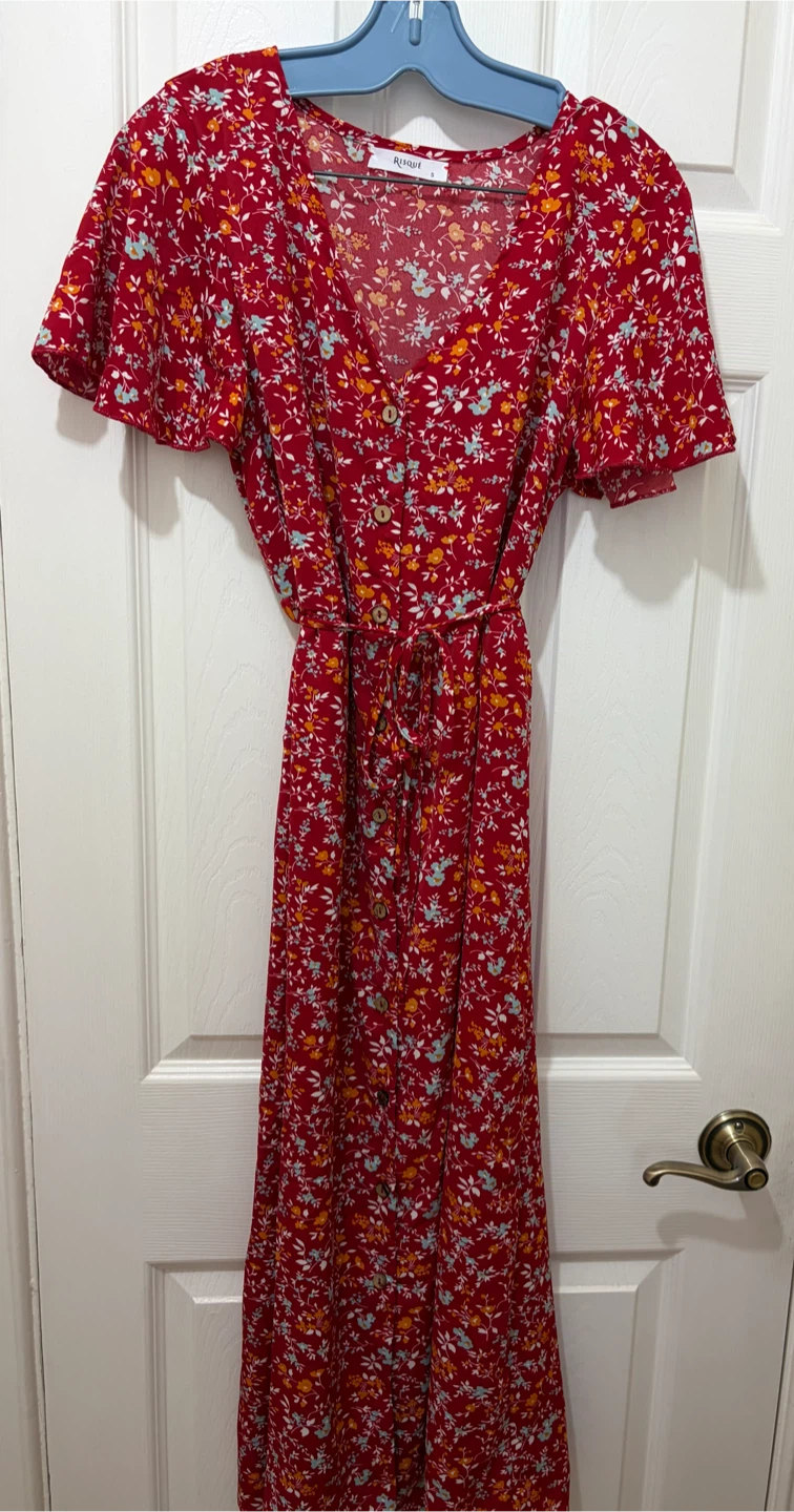 Red floral midi dress Size S - photo 2