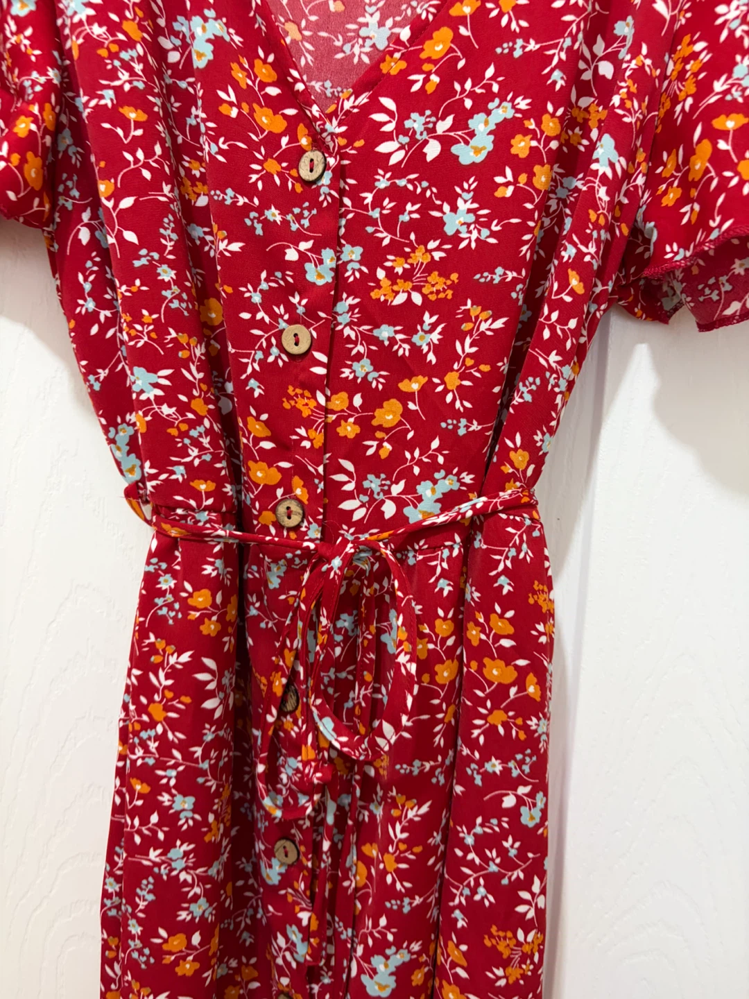 Red floral midi dress Size S - photo 3