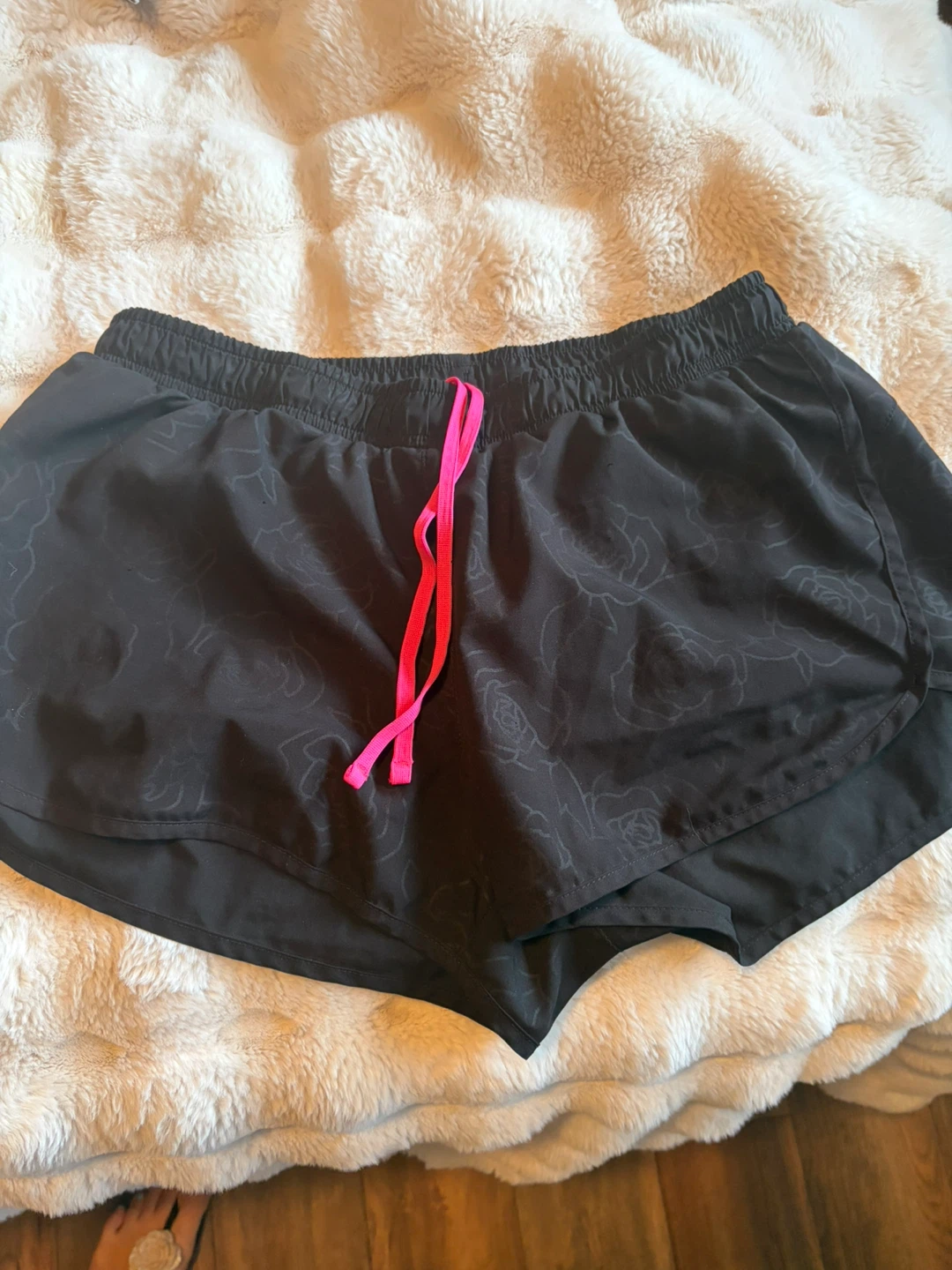Old Navy Active Black Running Shorts with Rose Pattern