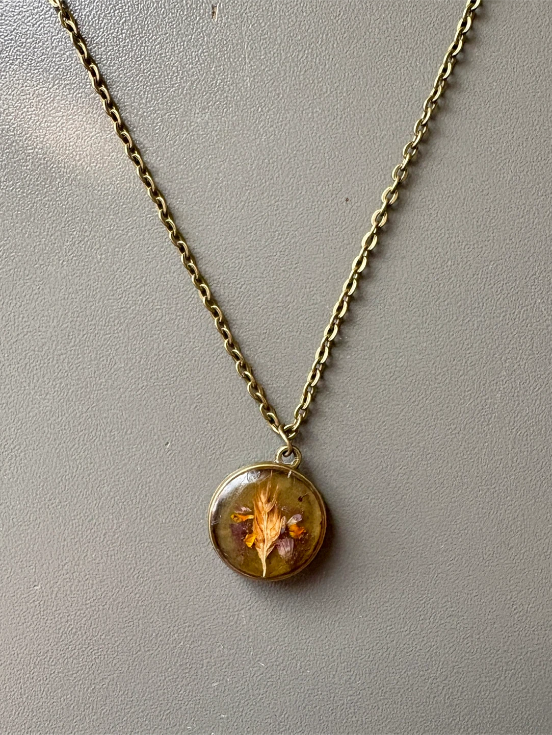 Handmade Dried Flower Pendant Necklace