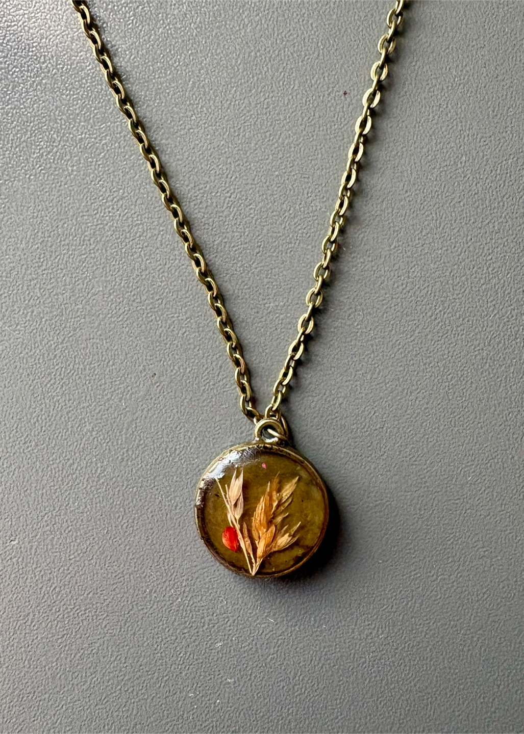 Handmade Dried Flower Pendant Necklace - photo 2