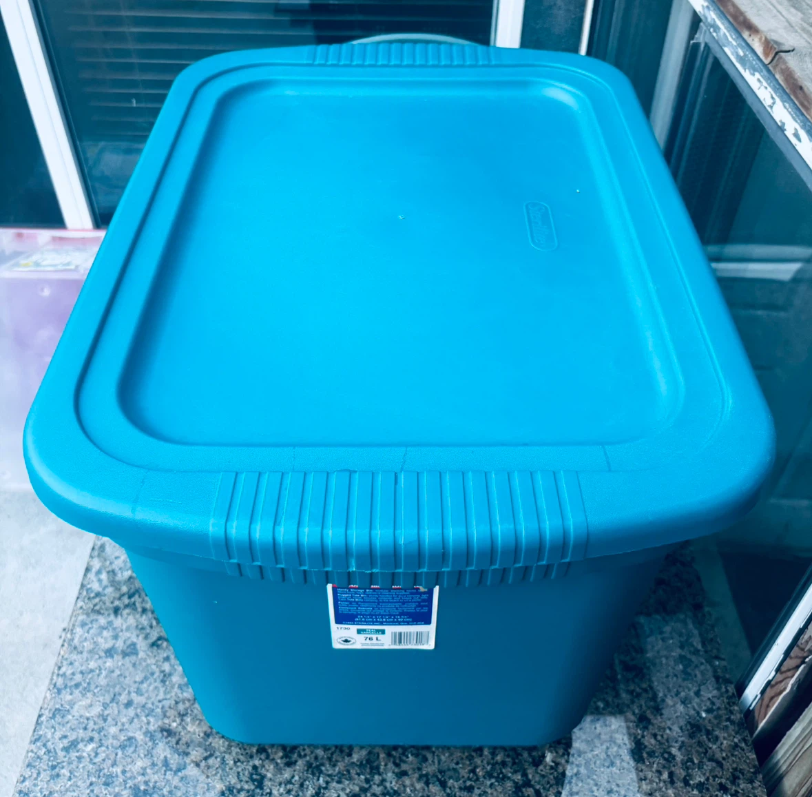 Heavy Duty Storage Tote Bin with Lid - 76L
