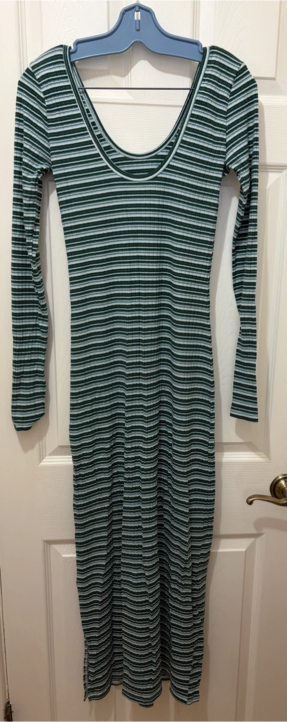 Striped Long Sleeve Midi Dress Size S